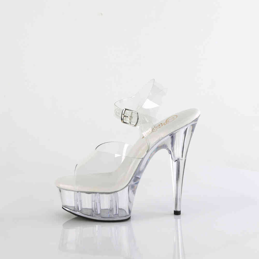 Pleaser - DELIGHT-608VL Sandaal met enkelband - Transparant